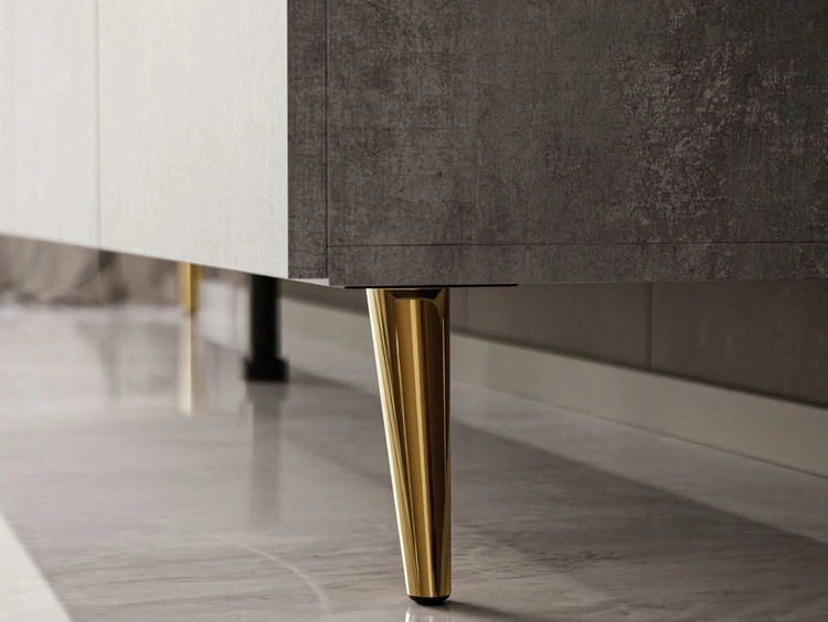 TV-Lowboard mit Türen auf Goldenen Metallbeinen 200 cm Nodoo Beton