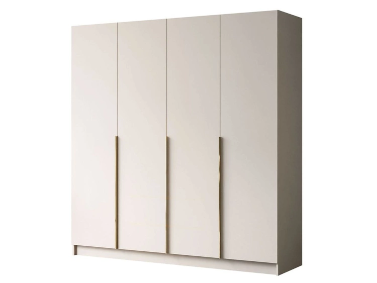 Viertüriger Kleiderschrank mit Drehtüren und goldfarbenen Griffen Ameli Kaschmir
