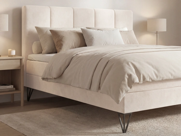 Boxspringbett mit Bettkasten 120x200 Vendi cremig