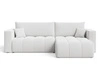 Ecksofa L-Form mit Schlaffunktion und Bettkasten Neva Bouclé-Stoff Weiß