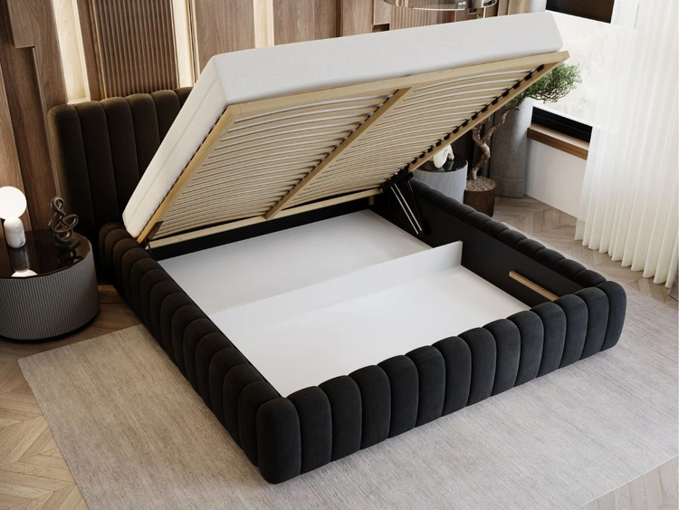 Polsterbett mit Bettkasten und Lattenrost 120x200 Bliss Schwarz