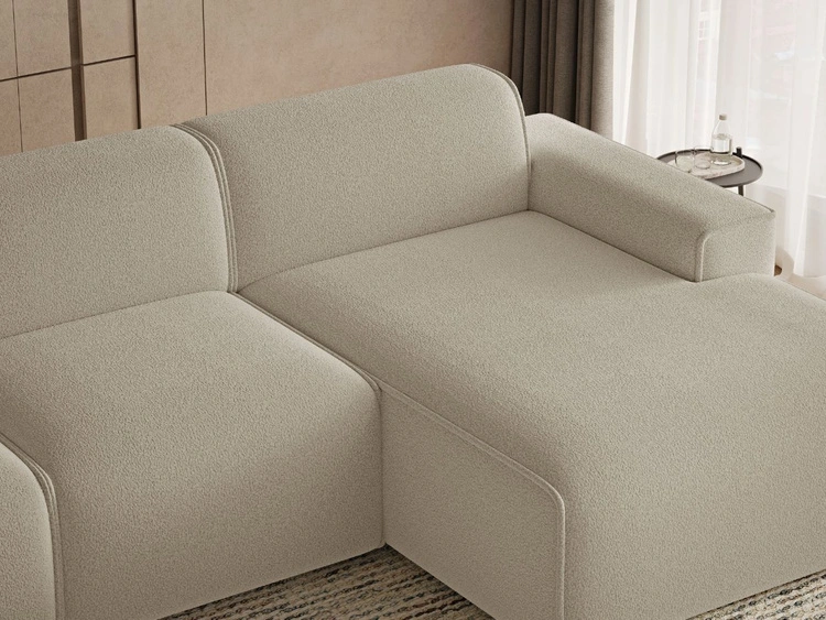 Ecksofa L-Form Rechts Lavia Bouclé-Stoff Beige