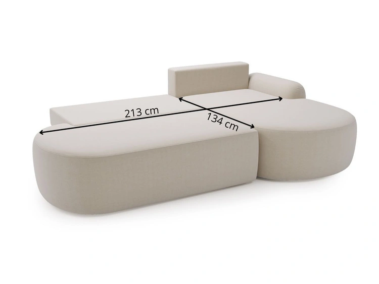 Ecksofa L-Form Links mit Schlaffunktion und Bettkasten Aurio O Hellbraun