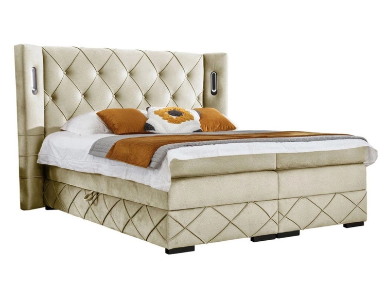 Boxspringbett mit Bettkasten 180x200 Neria Lux Beige