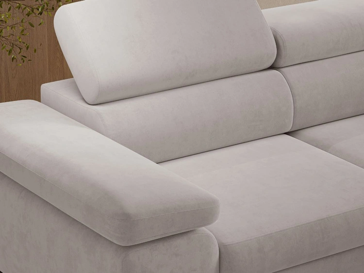 Ecksofa L-Form mit Schlaffunktion und Bettkasten Argon Rechts Grau