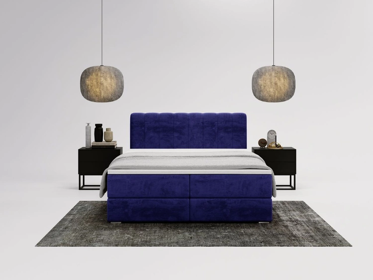 Boxspringbett mit Bettkasten 120x200 Forte Dunkelblau