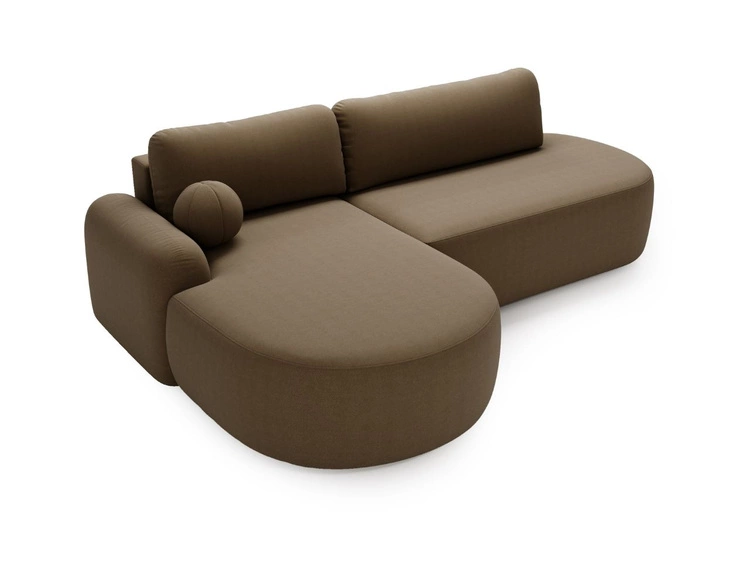 Ecksofa L-Form Links mit Schlaffunktion und Bettkasten Aurio O Braun