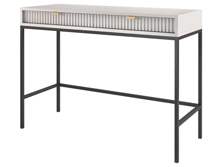 Schminktisch mit Schubladen Amber Grau, Schwarz Frame