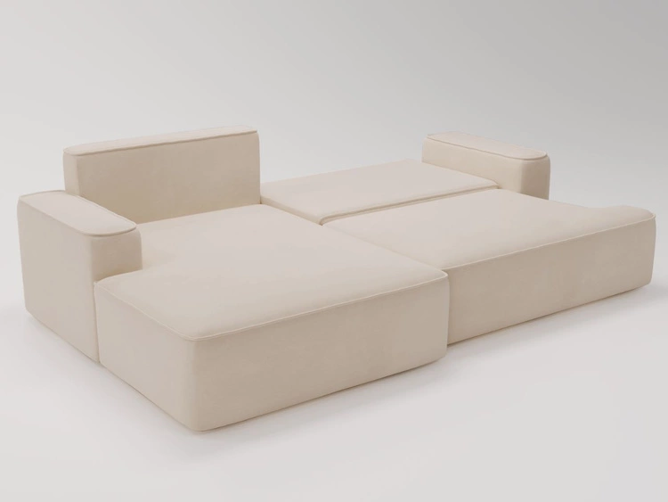 Ecksofa L-Form Links mit Schlaffunktion und Bettkasten California Beige