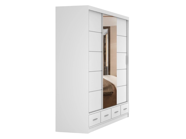 Kleiderschrank mit Spiegel 203 cm Fiore Weiß