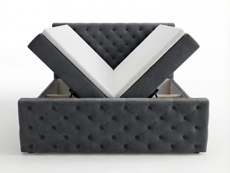 Boxspringbett mit Bettkasten 160x200 Montego Dunkel grau