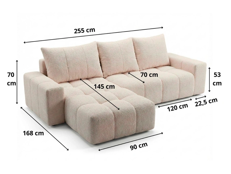 Ecksofa L-Form mit Schlaffunktion und Bettkasten Bresso Dunkelgrau