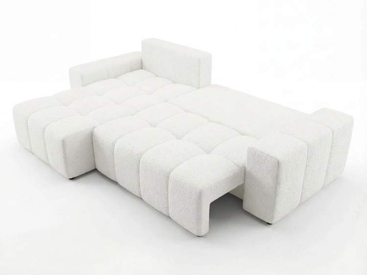 Ecksofa L-Form mit Schlaffunktion und Bettkasten Bresso Creme