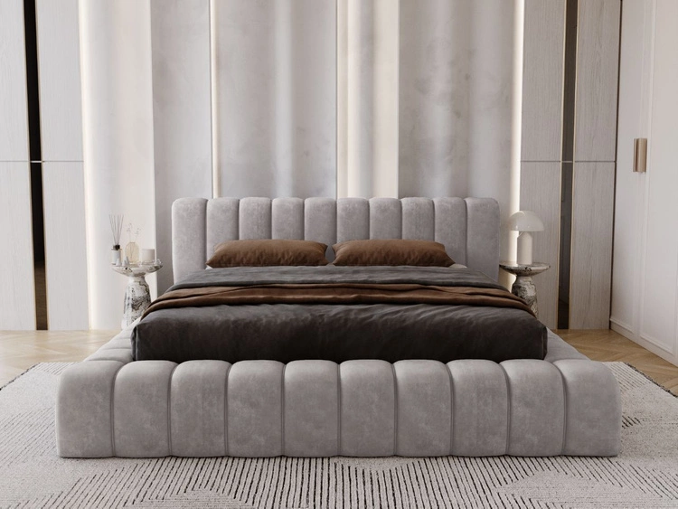 Polsterbett mit Bettkasten und Lattenrost 180x200 Italia Grau