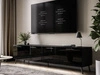 TV-Lowboard mit Türen und LED-Beleuchtung auf Schwarzen Metallbeinen 200 cm Noaé Schwarz Hochglanz