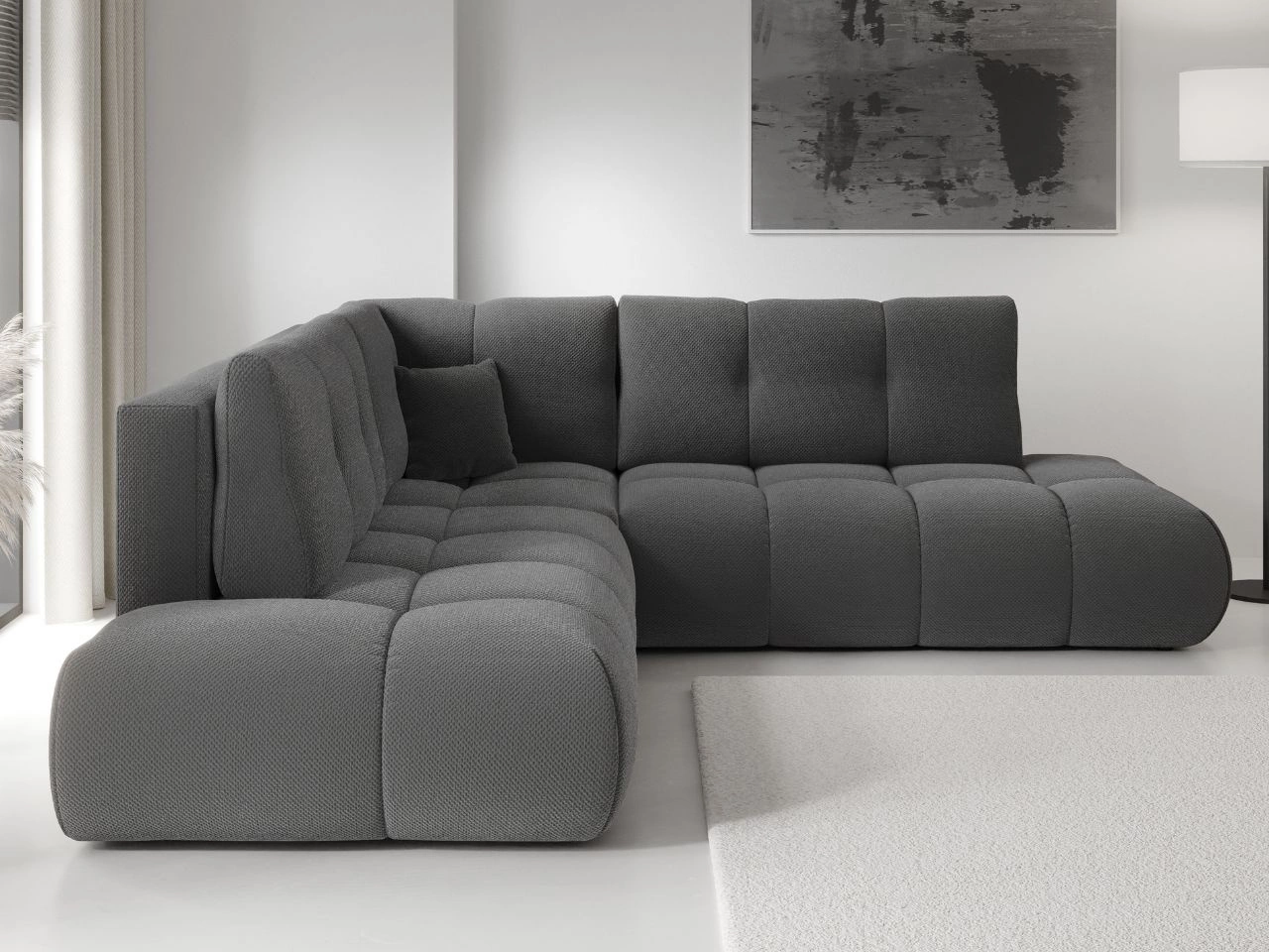 Ecksofa mit Schlaffunktion und Bettkasten Links Kair Graphit