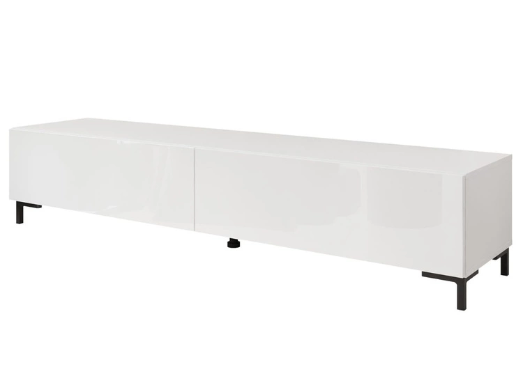 TV-Lowboard mit Türen auf Schwarzen Beinen 175 cm Sorelle Weiß Hochglanz