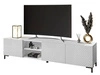 TV-Schrank mit schwarzen Kunststoffbeinen und 3D-gefrästen Fronten Celiane Weiß Glanz