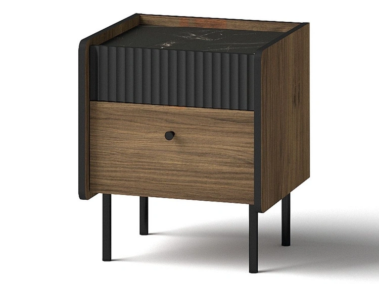 Nachttisch mit Schubladen Pascale Nussbaum Warmia, Schwarz