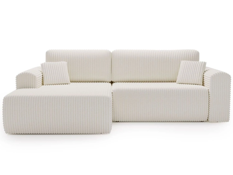 Ecksofa mit Schlaffunktion und Bettkasten Belvio links Creme