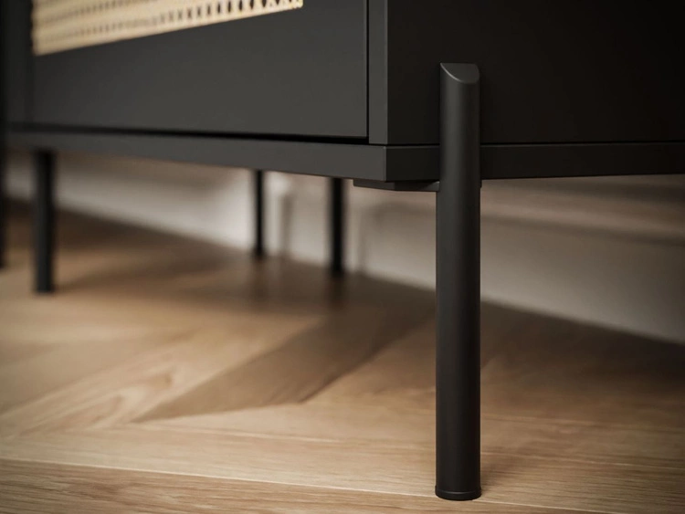 Standvitrine im Boho-Stil schmale Bellance Schwarz