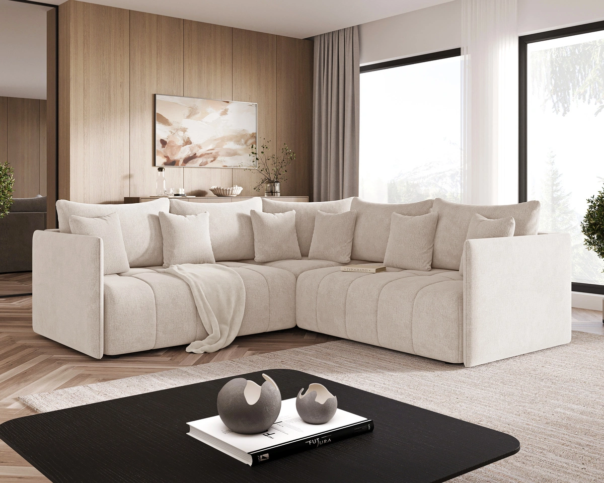 Ecksofa L-Form mit Schlaffunktion und Bettkasten Ardi L Beige