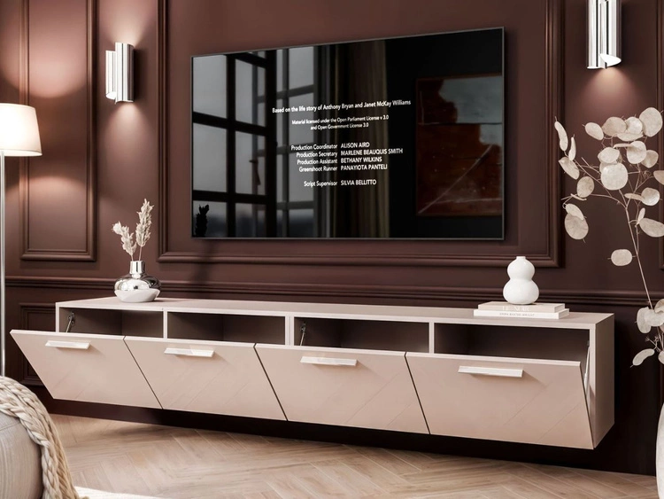 Hängeschrank mit Türen und LED-Beleuchtung 200 cm Noaé Kaschmir