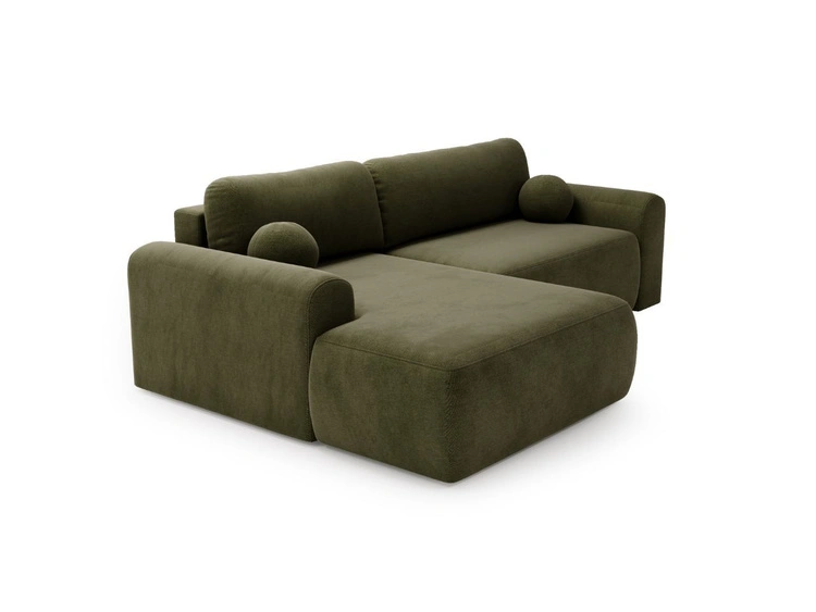 Ecksofa L-Form mit Schlaffunktion und Bettkasten Savana Links Grün