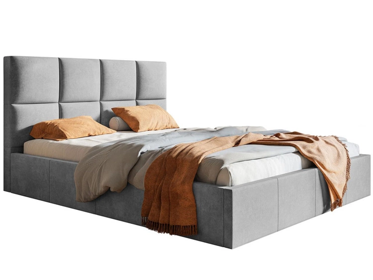 Polsterbett mit Bettkasten und Lattenrost 140x200 Malo Hellgrau