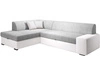 Ecksofa L-Form Links mit Schlaffunktion und Bettkasten Fresto Hellgrau Weiß