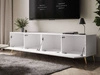 TV-Lowboard mit Türen auf Goldenen Metallbeinen 200 cm Nodoo Weiß Hochglanz