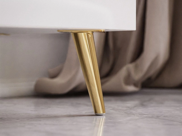 Wohnzimmer-Set mit goldenen Metallbeinen im Glamour-Stil Lunelie Weiß Hochglanz