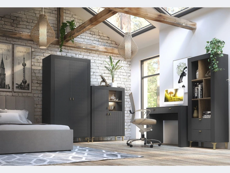 Kommode mit Türen und LED-Beleuchtung Messina Schwarz