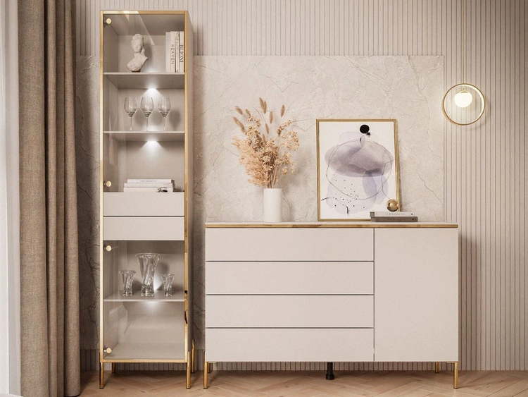 Wohnzimmer-Set mit LED-Beleuchtung im Glamour-Stil Evare Kaschmir