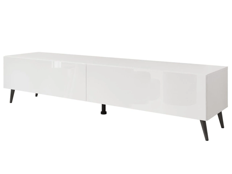 TV-Lowboard mit Türen auf Schwarzen Metallbeinen 175 cm Sorelle Weiß Hochglanz