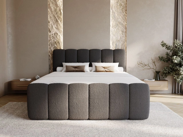Boxspringbett mit Bettkasten 160x200 Bouclé-Stoff Cloud Schwarz