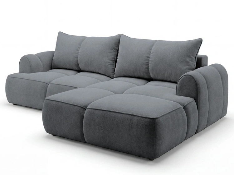 Ecksofa L-Form Rechts mit Schlaffunktion und Bettkasten Bonno Dunkelgrau