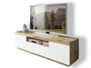 TV-Lowboard Asumi mit Türen und Schublade – Weiß matt und Eiche Wotan