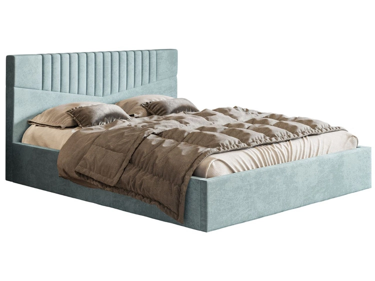 Polsterbett mit Bettkasten und Lattenrost 180x200 Lido Hellblau