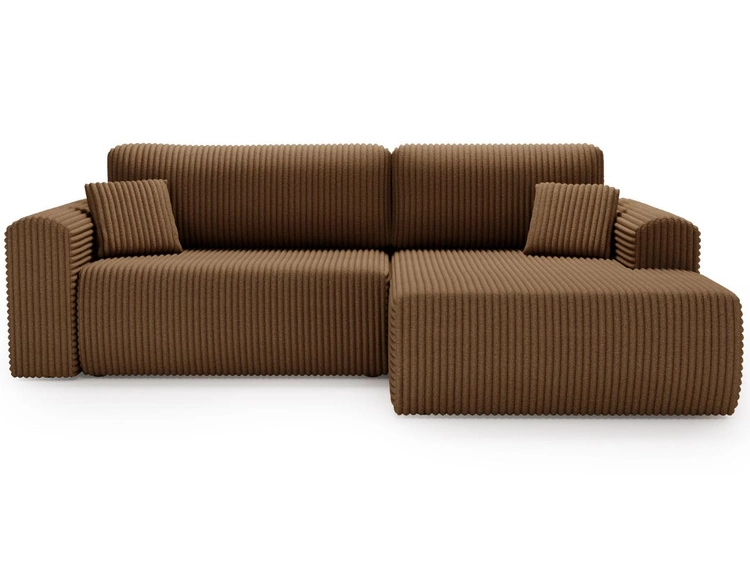 Ecksofa mit Schlaffunktion und Bettkasten Belvio rechts Braun