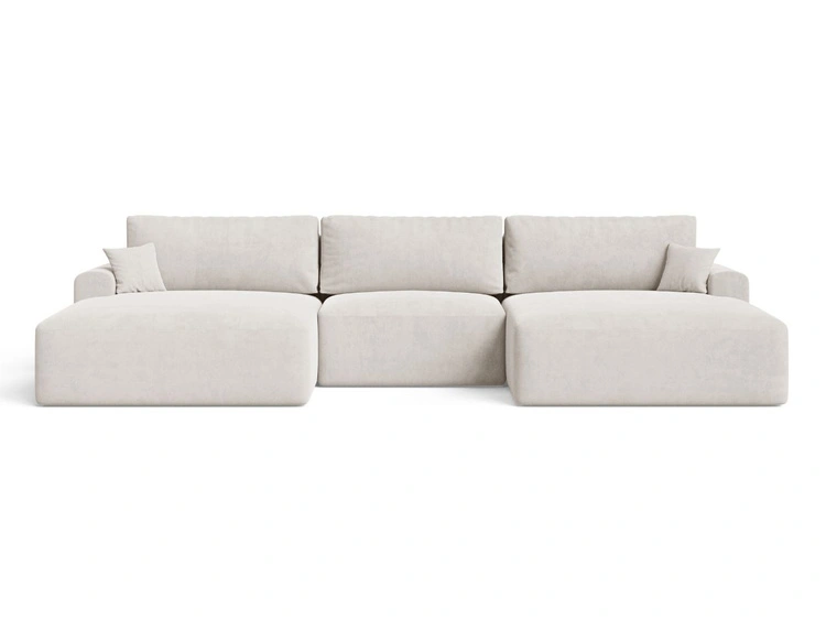 Wohnlandschaft mit Schlaffunktion und Bettkasten Serene Hellbeige