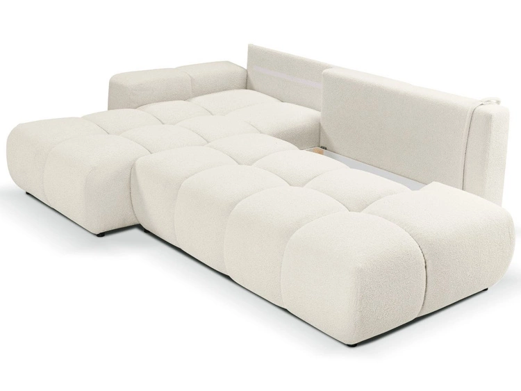 Ecksofa L-Form Links mit Schlaffunktion und Bettkasten Sile L Creme