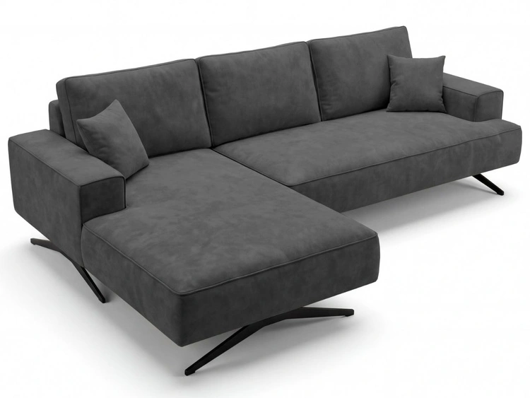 Ecksofa L-Form auf Metallbeinen Leto Links Anthrazit