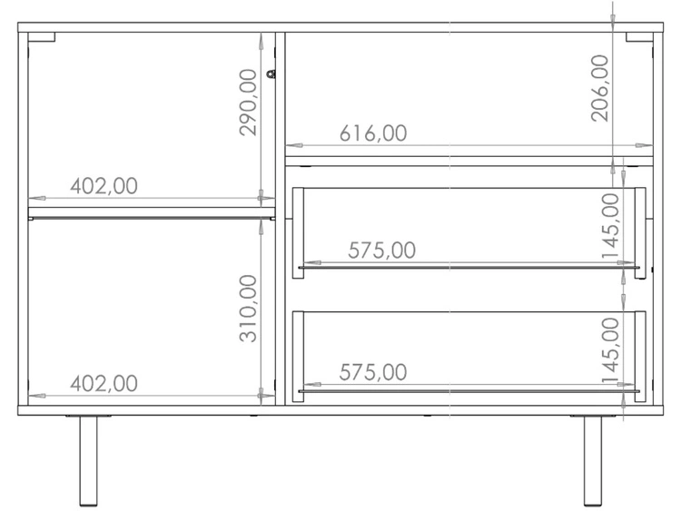 Kommode mit Türe und Schubladen Ankara Schwarz Matt