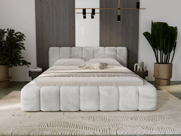 Polsterbett mit Bettkasten und Lattenrost 140x200 Ibiza Grau