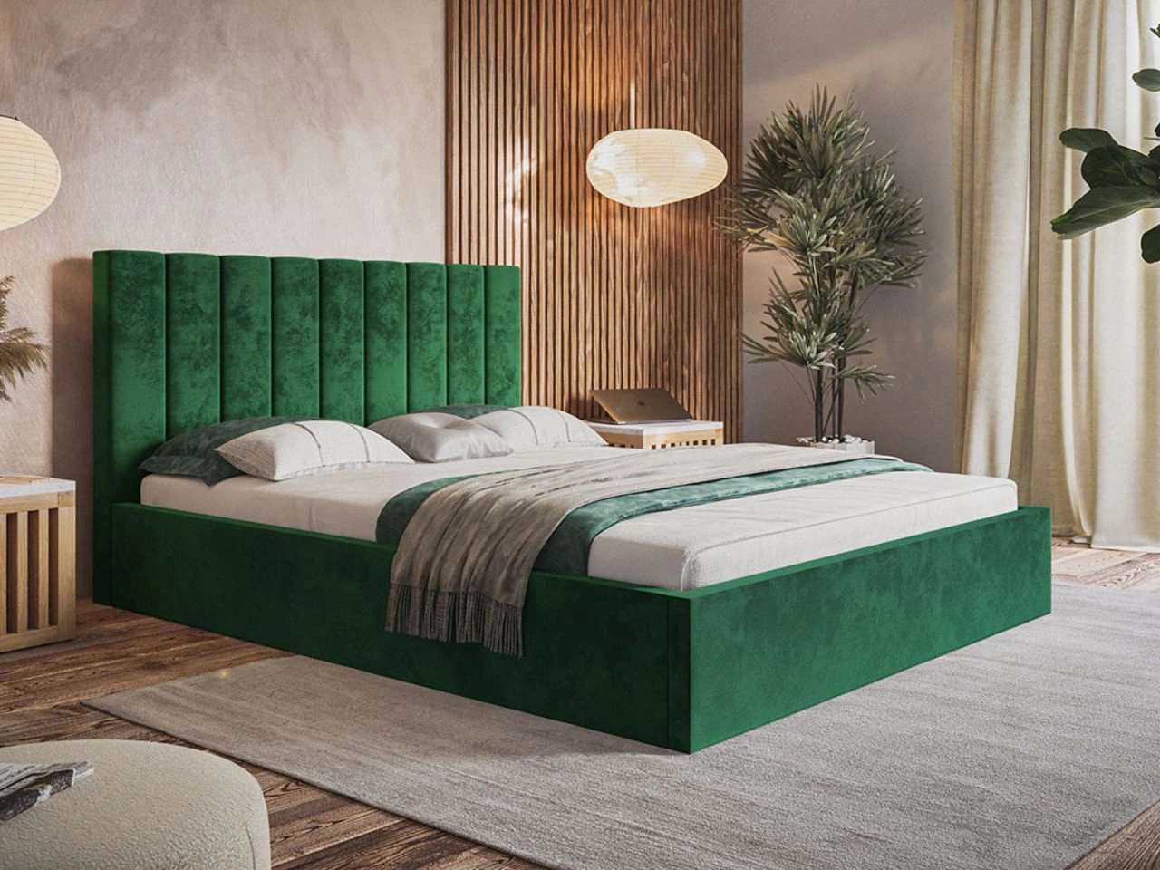 Polsterbett mit Bettkasten und Lattenrost 160x200 Sesto Grün