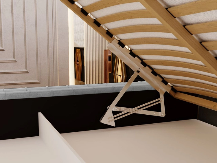 Polsterbett mit Bettkasten und Lattenrost 180x200 Barbados Hellgrau