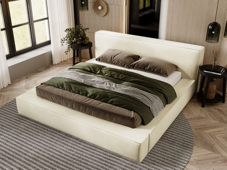 Polsterbett mit Bettkasten und Lattenrost 120x200 Mali Beige