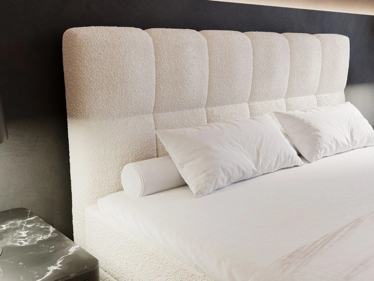 Boxspringbett mit Bettkasten 140x200 Bouclé-Stoff Alicante Beige