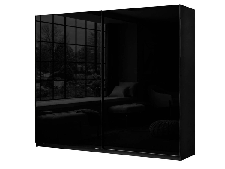 Schwebetürenschrank Zweitüriger 244 cm Nuveo Schwarz Hochglanz